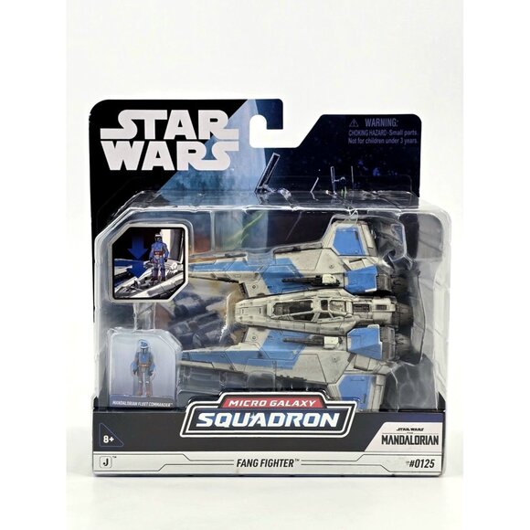 Star Wars Micro Galaxy Squadron Fang Fighter Toy w Mandalorian Figure 5 Inch New - Picture 1 of 11